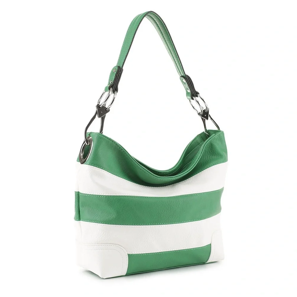 MKF Collection by Mia K. - Green Stripe Emily Hobo